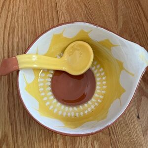 - Crate & Barrel Santa Cruz Sunflower Ceramic Bowls with Spoon